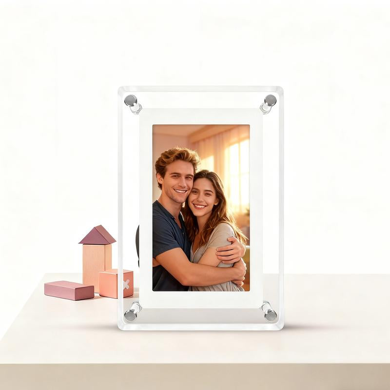 5 Inch Acrylic Digital Picture Frame,Video Picture Photo Frame with 4GB Memory and Internal Battery Decorative for Gift