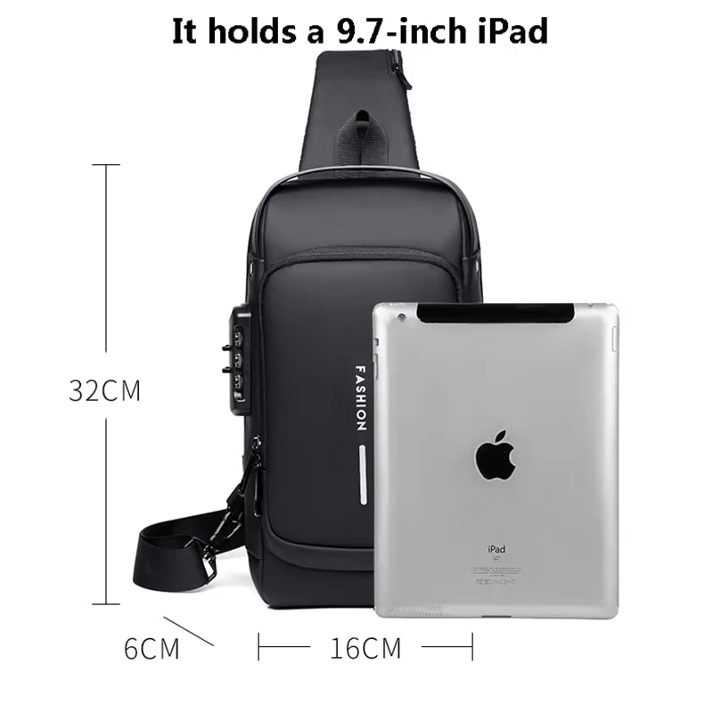 Men'S Multifunction Anti-Theft USB Shoulder Bag Man Crossbody Cross Body Travel Sling Chest Bags Pack Messenger Pack for Male