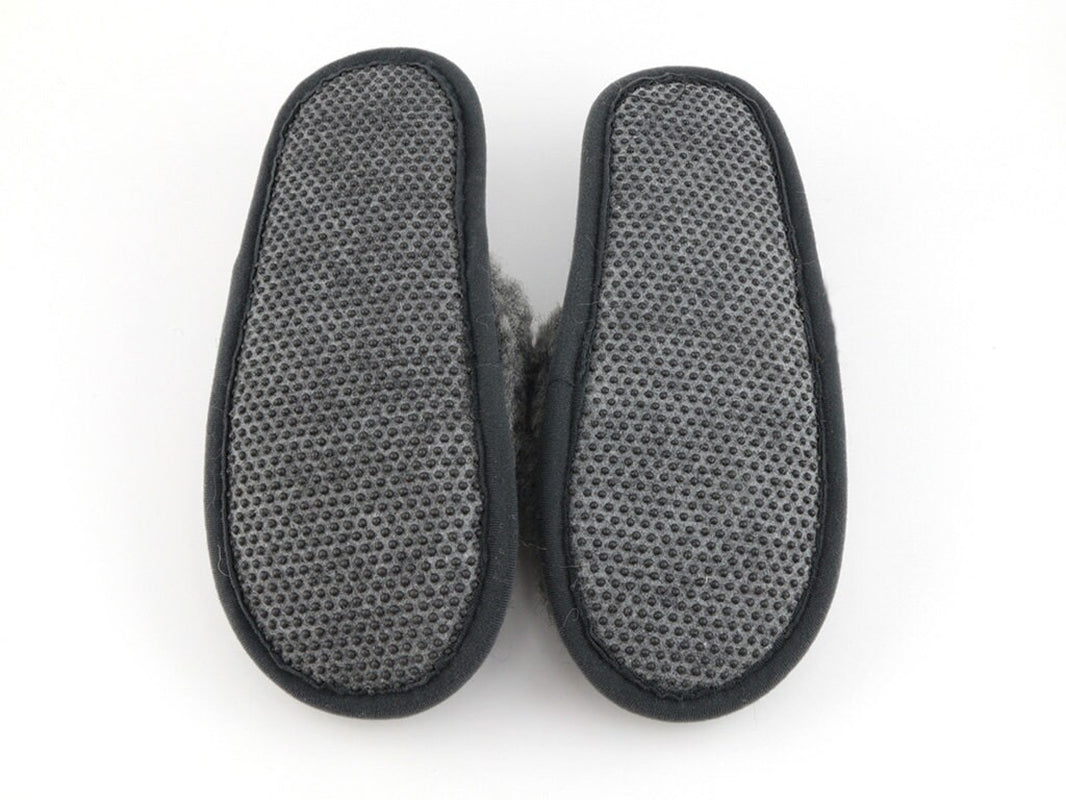 Wool Slip-On Slippers Gray Color Merino Sheep Natural Men Women Multiple Sizes Warm Indoor Eco