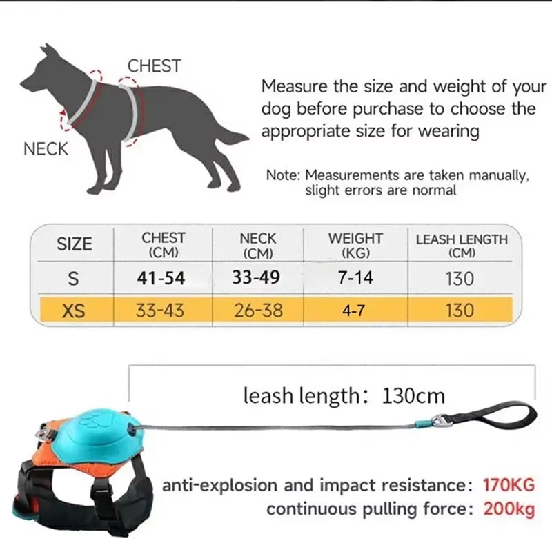 2-In-1 No Pull Dog Harness with Retractable Leash,Automatic anti Burst Impact Function,Adjustable Breathable Dog Vest