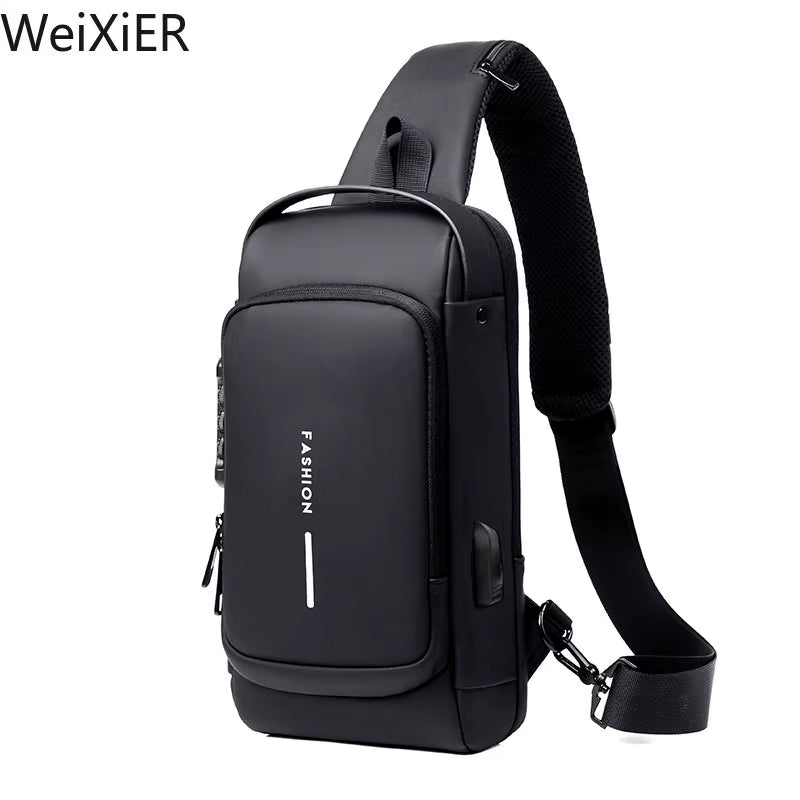 Men'S Multifunction Anti-Theft USB Shoulder Bag Man Crossbody Cross Body Travel Sling Chest Bags Pack Messenger Pack for Male