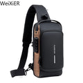 Men'S Multifunction Anti-Theft USB Shoulder Bag Man Crossbody Cross Body Travel Sling Chest Bags Pack Messenger Pack for Male