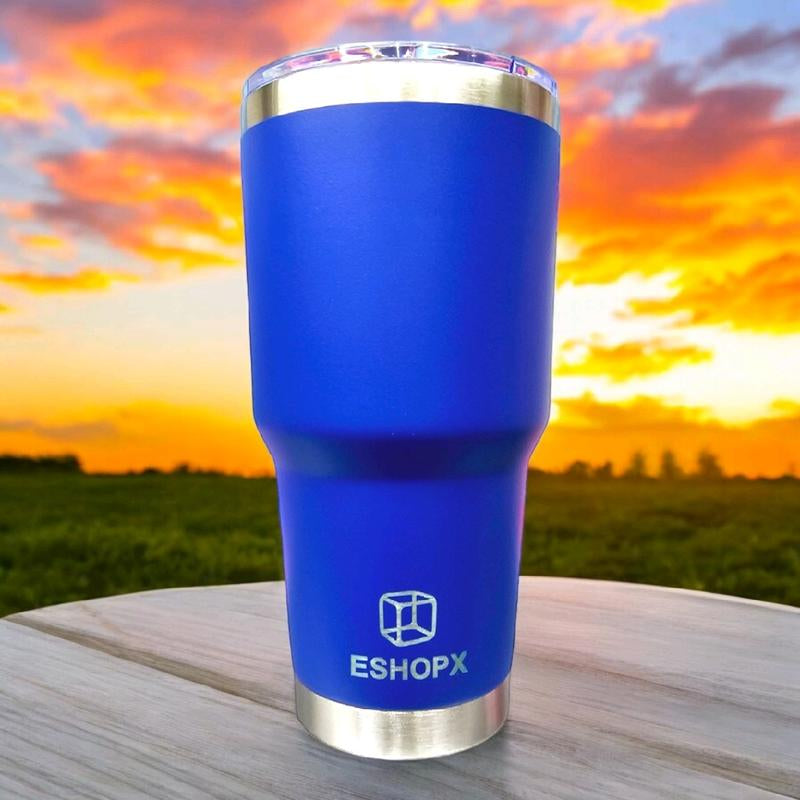 Eshopx 30 Oz Stinless Steel Tumbler Cup with Stainless Steel Straw Set and Cleaning Brush Double Wall Tumblers Cup for Men and Women ,Drinkware Portable Washable Reusable Water Bottles Multicolor Bottled Insulation