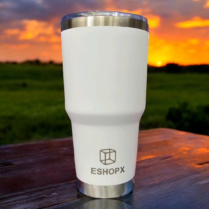 Eshopx 30 Oz Stinless Steel Tumbler Cup with Stainless Steel Straw Set and Cleaning Brush Double Wall Tumblers Cup for Men and Women ,Drinkware Portable Washable Reusable Water Bottles Multicolor Bottled Insulation