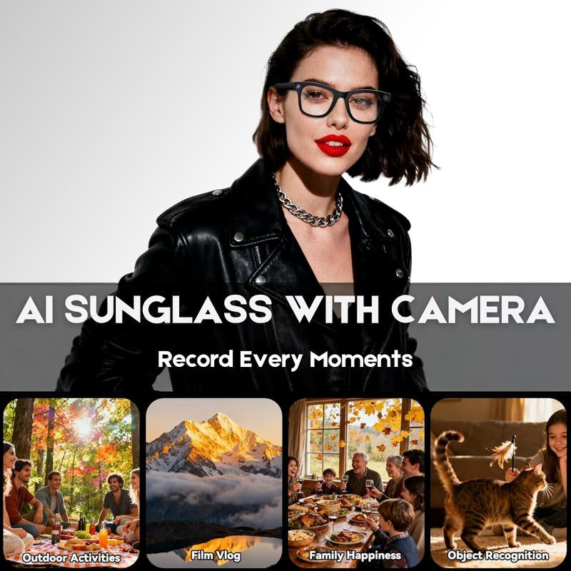 AI Smart Glasses 8MP HD Camera | 1200P Video Recording, AI Voice Control, Bluetooth Wi-Fi, UV400, Blue Light Filter, 4H Playtime, Interchangeable Lens – Magnetic Sync Wearable Design Wireless Multifunctional