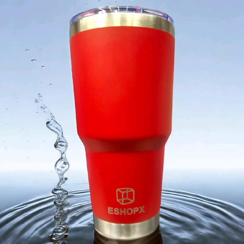 Eshopx 30 Oz Stinless Steel Tumbler Cup with Stainless Steel Straw Set and Cleaning Brush Double Wall Tumblers Cup for Men and Women ,Drinkware Portable Washable Reusable Water Bottles Multicolor Bottled Insulation