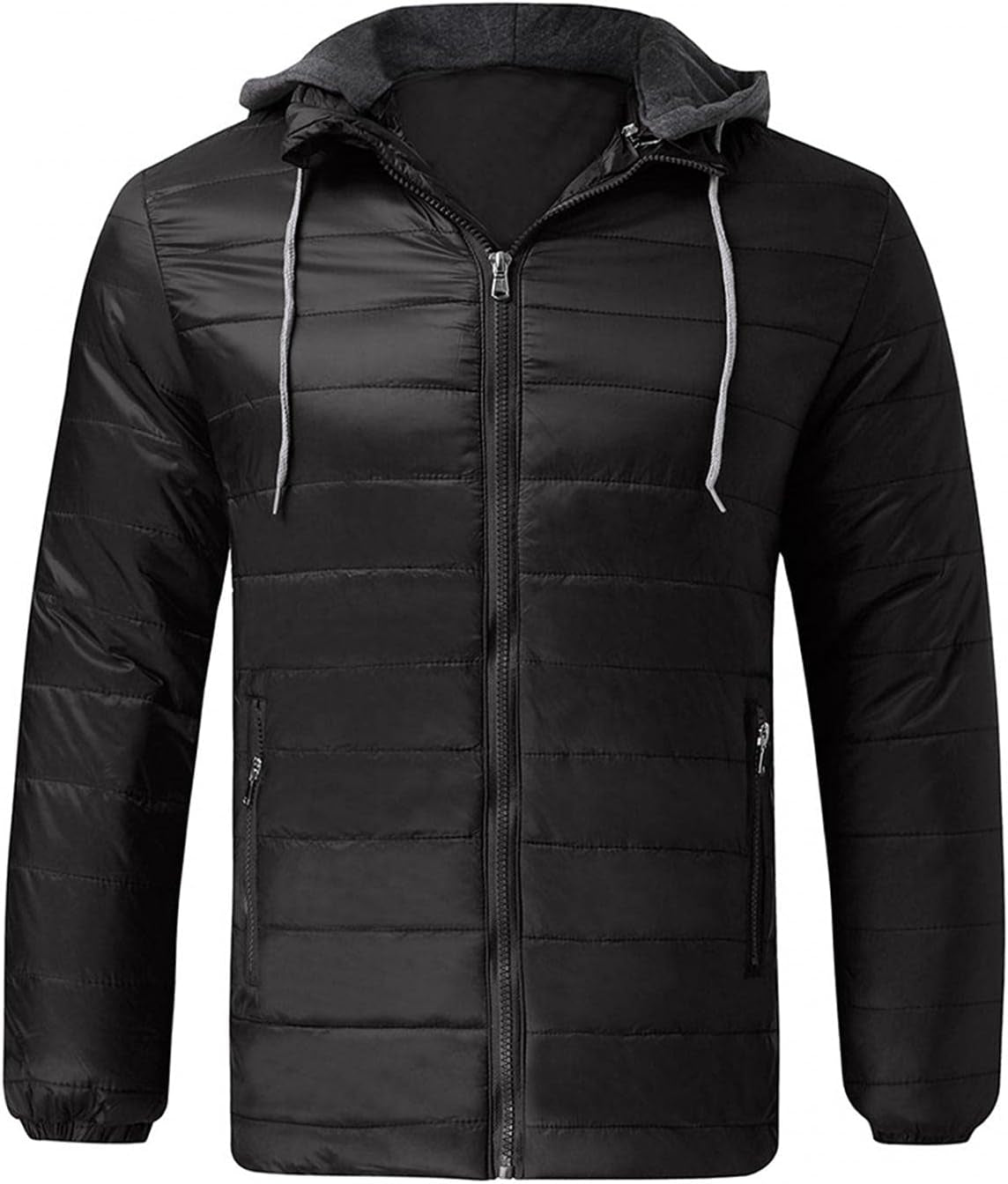Men'S Winter Warm down Jacket Zipper up Packable Puffer Lightweight Outwear Windproof Coat with Hoodies