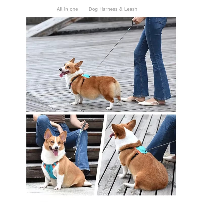 2-In-1 No Pull Dog Harness with Retractable Leash,Automatic anti Burst Impact Function,Adjustable Breathable Dog Vest