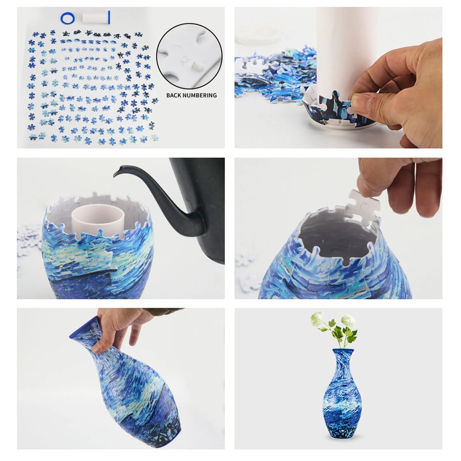 3D Puzzles Vase for Adults, 160 Pieces 3D Puzzle Vase for Flowers, DIY Unique Arts and Crafts for Adults, Perfect Housewarning Gifts for Women & Men for Office and Home Decoration B