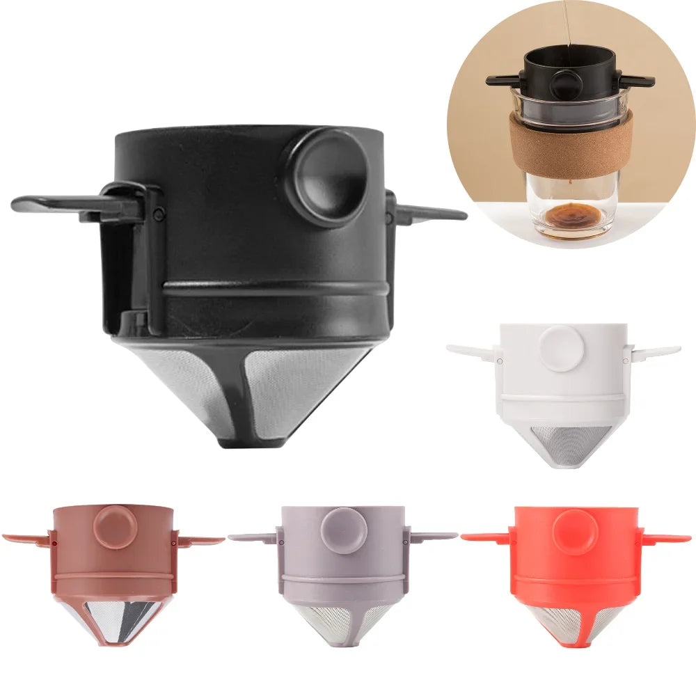 Foldable Portable Coffee Filter Coffee Maker Stainless Steel Drip Coffee Tea Holder Reusable Paperless Pour over Coffee Dripper