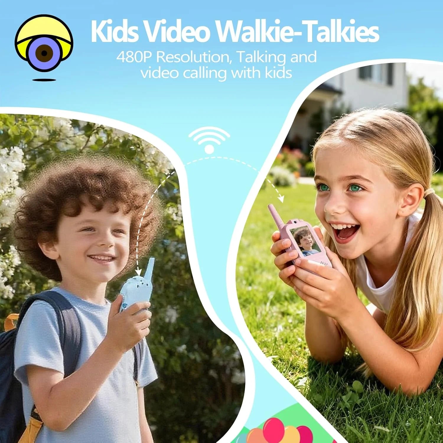 for Kids, 2 Pack Long Range Walkie Talkies with Camera & Voice Changer for Boys Girls Ages 3-12, Ideal for Family Games, Outside, Camping, Hiking,Christmas Birthday Gifts