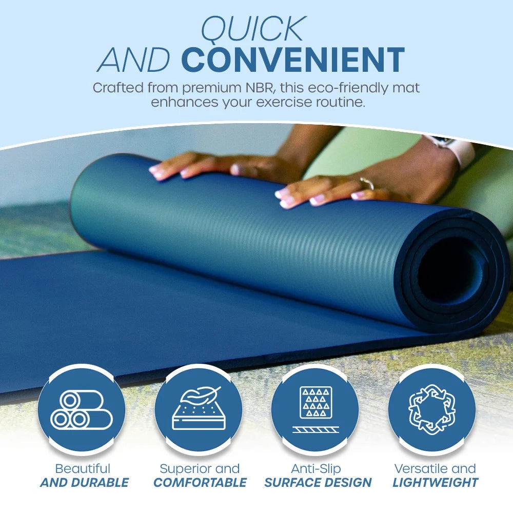 Yoga Mat 10 Mm Thickness with Carry Strap | Lightweight and Non Slip Yoga Mat for Pilates, Yoga