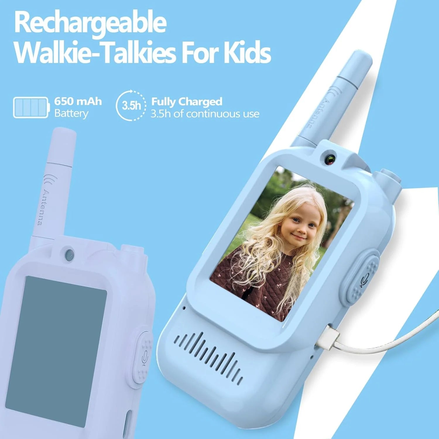 for Kids, 2 Pack Long Range Walkie Talkies with Camera & Voice Changer for Boys Girls Ages 3-12, Ideal for Family Games, Outside, Camping, Hiking,Christmas Birthday Gifts